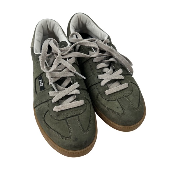 P448 Monza Italian Leather Sneakers us10/ eu‎ 41 Olive Green Low Top Lace Up - Picture 1 of 9